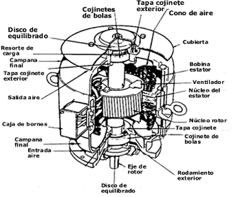 Componentes de un motor inducción-repulsión