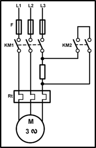 esquema de potencia de arranque motor en kusa